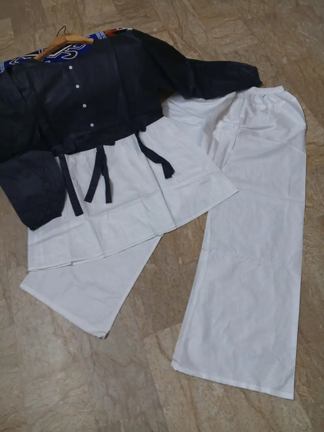 Women Summer Cotton 2 Pcs Frock Shirt & Flapper Set – Front Bow Airline Style Short Frock, Casual Co-Ord Outfit for Women